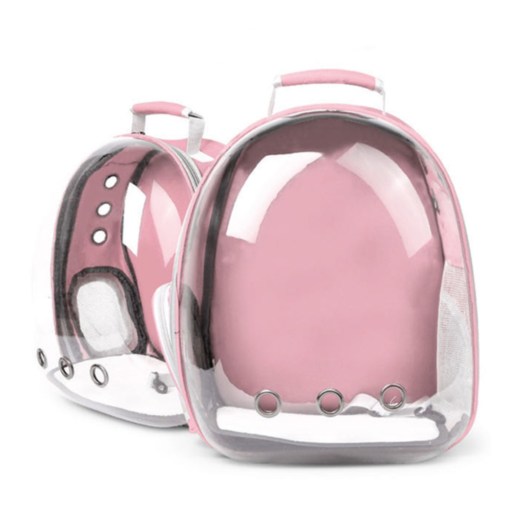 กระเป๋าสะพายสัตว์เลี้ยง Petsuka แบบแคปซูลอวกาศ ด้านหน้าโปร่งใส สีชมพู