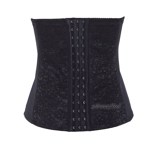คอร์เซ็ท Corset ครึ่งตัว สเตย์รัดหน้าท้อง steel bone ตะขอหน้าปรับได้ 3 ระดับสีดำ