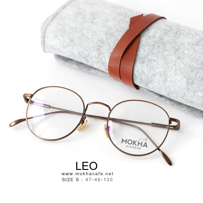 [pre-order] แว่นกันแดด LEO - brown กรอบโลหะ ทรงกลม กว้าง 130 มม.(sizeS)