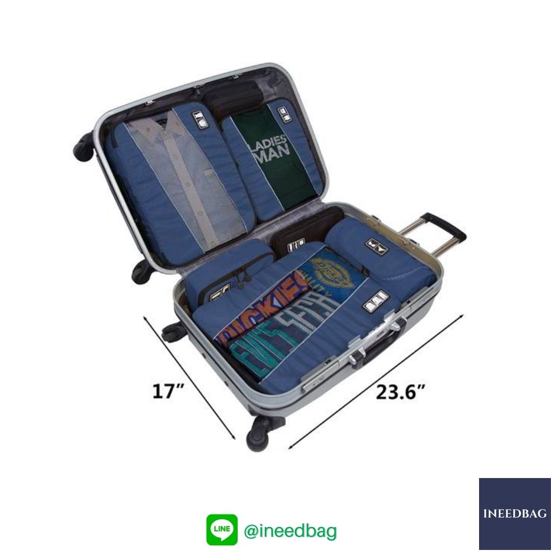 Bagsmart กระเป๋าจัดระเบียบเดินทาง 4 ใบต่อชุด ใส่เสื้อผ้า ชั้นใน ถุงเท้า เข็มขัด (ฺNavy Blue) (Bagsmart Packing Cubes 4-Pcs Travel Organizer)