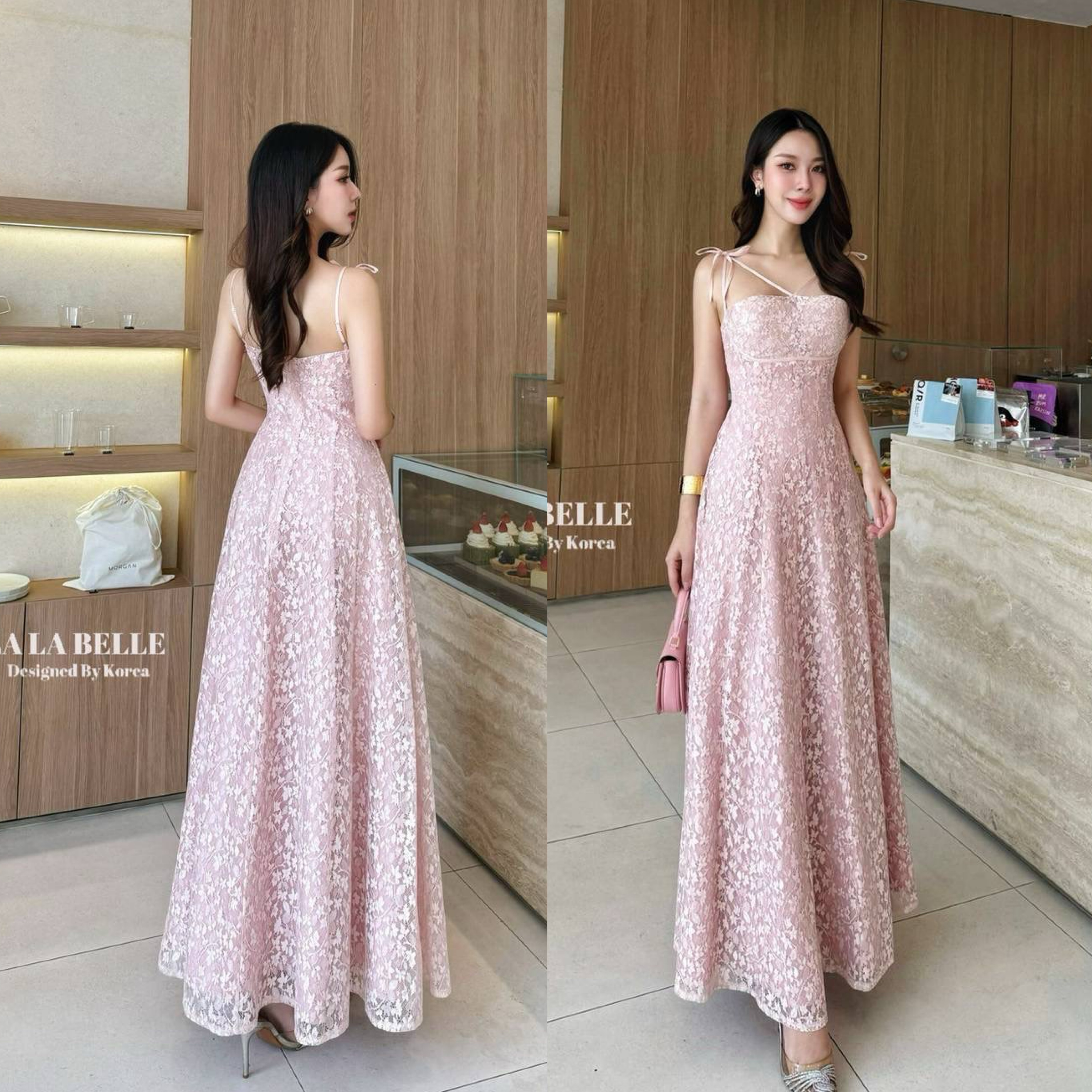 แม็กซี่เดรสลูกไม้ลายดอกไม้เล็กๆทั้งชุดทรงสายเดี่ยวปรับสายได้ช่วงด้านหน้ามีสายไขว้ผูกโบว์2ข้างช่วงก่อนถึงไหล่เอวเข้ารูปเข้าทรงเย็บเก็บทรงให้ซิปหลังกระโปรงใช้ผ้าเยอะ ใส่สบาย : สินค้าคุณภาพ (พร้อมส่ง)