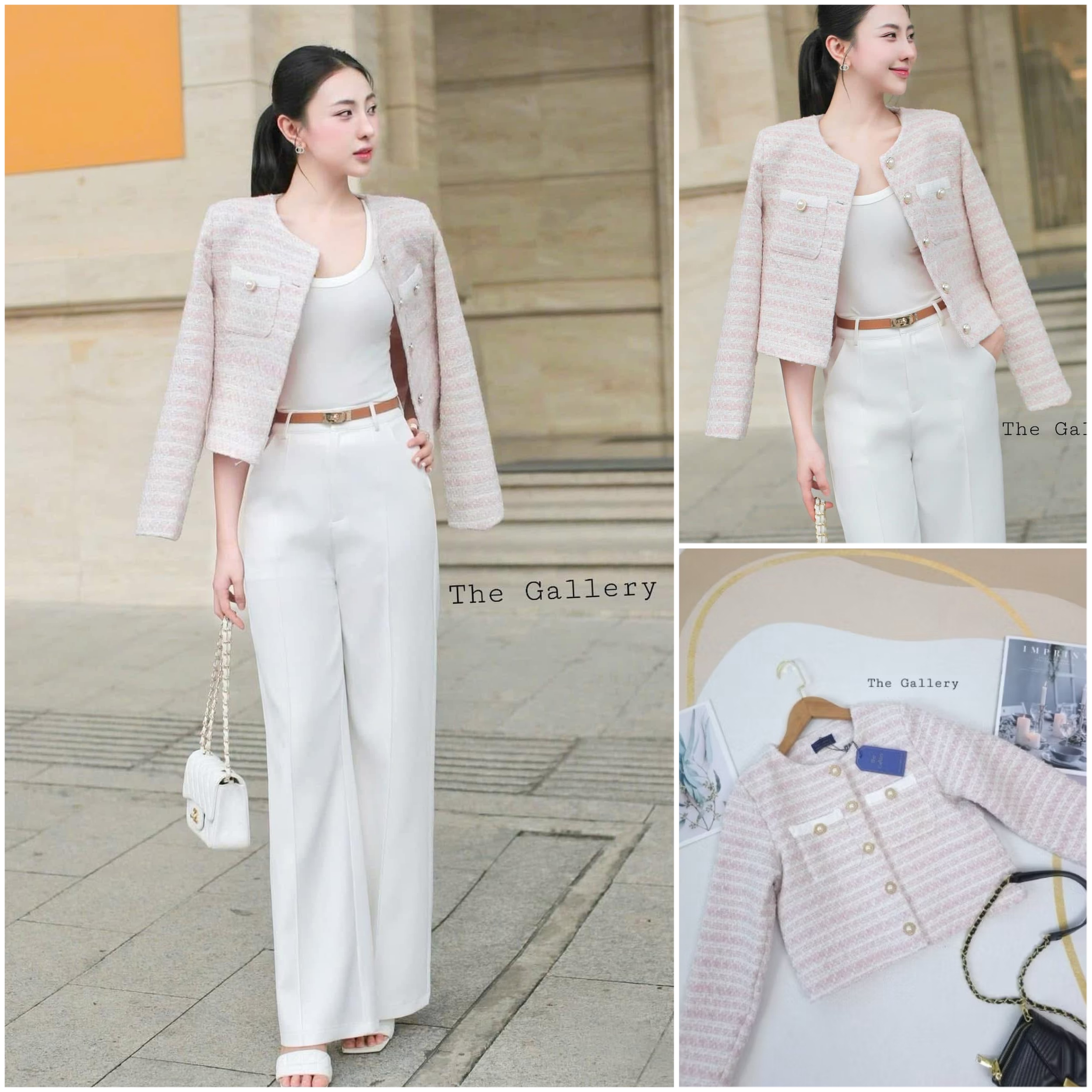 Set3ชิ้น เสื้อเบอร์เซอร์ผ้าทวิต+กางเกงขายาว+เข็มขัดหนัง ใส่สบาย : สินค้าคุณภาพ (พร้อมส่ง)