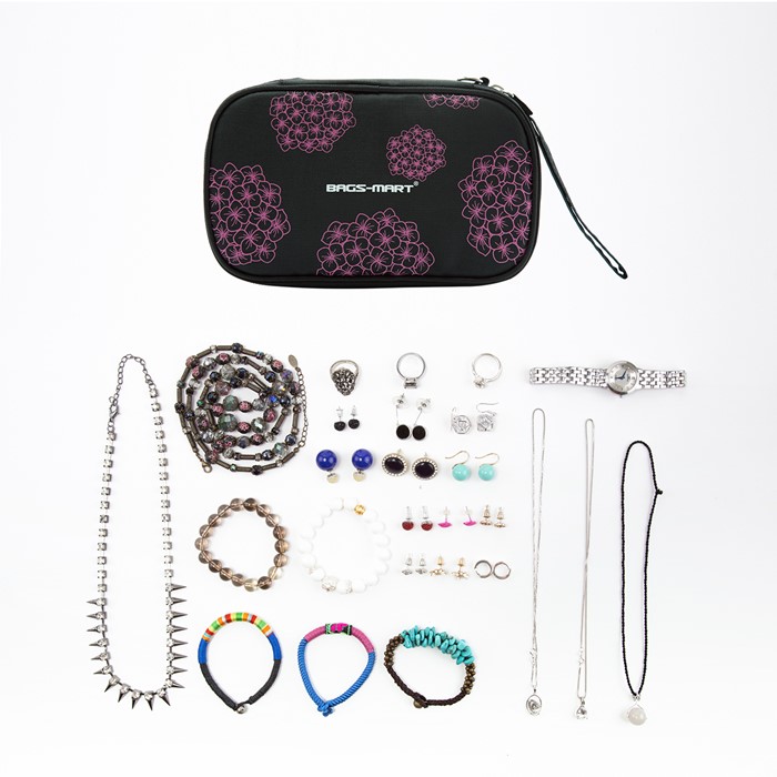 กระเป๋าเก็บเครื่องประดับ จัดเก็บสร้อยข้อมือ ต่างหู แหวน สร้อยคอ กำไล นาฬิกา คุณภาพสูง (Rose Pink)