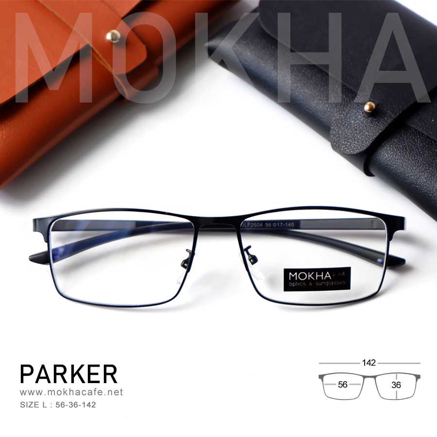 PARKER - black กรอบแว่นโลหะ กรอบทรงเหลี่ยม กว้าง 142 มม. (sizeL) H36