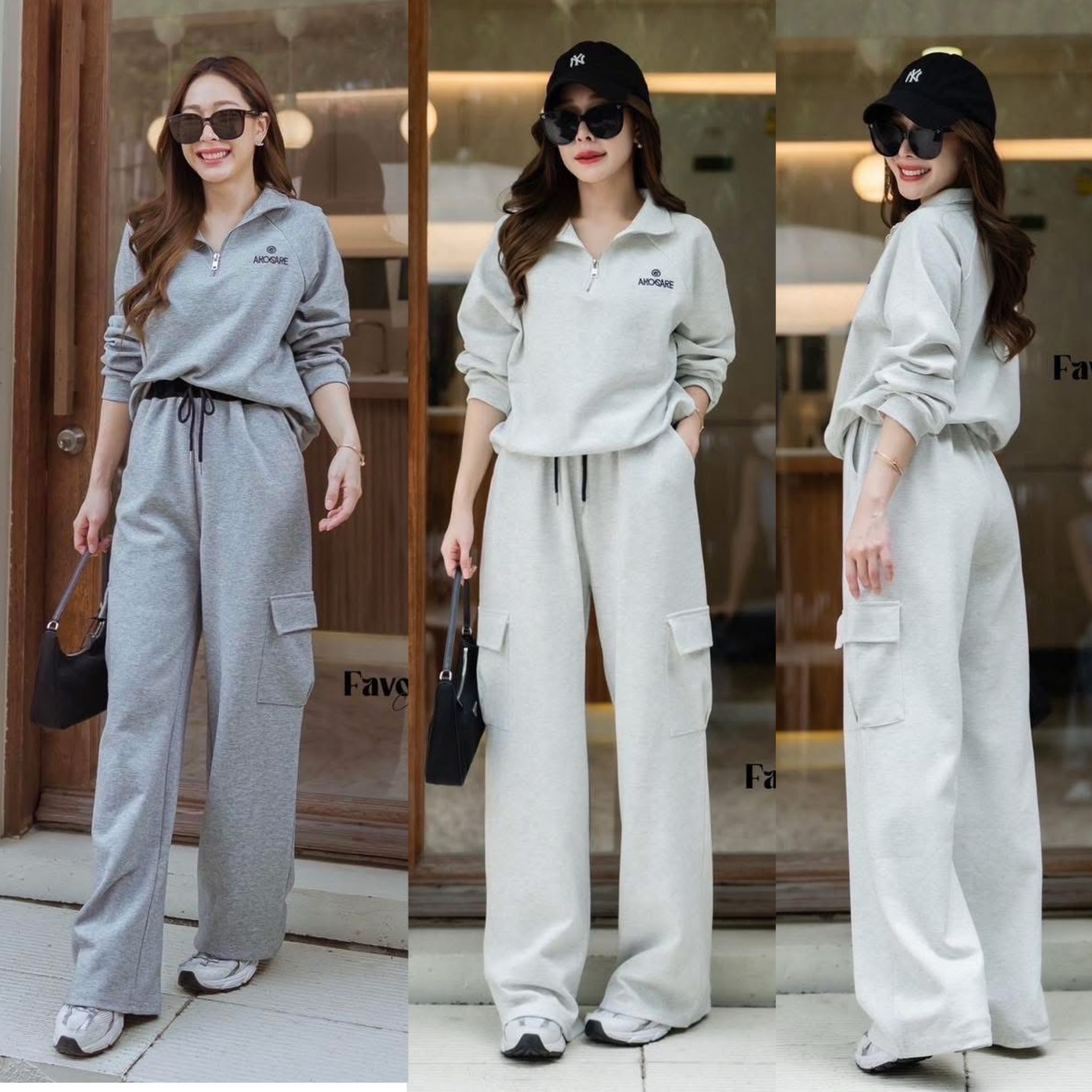 Set เสื้อแขนยาวคอปีน แต่งซิปคอด้านหน้า แต่งปักหน้าอกเท่ห์ๆ ชายเสื้อมีเชือกรูดปรับเอวจั้มได้ มาพร้อมกางเกงขายาวเข้าชุด เอวยืดตามตัว ใส่สบาย : สินค้าคุณภาพ (พร้อมส่ง)
