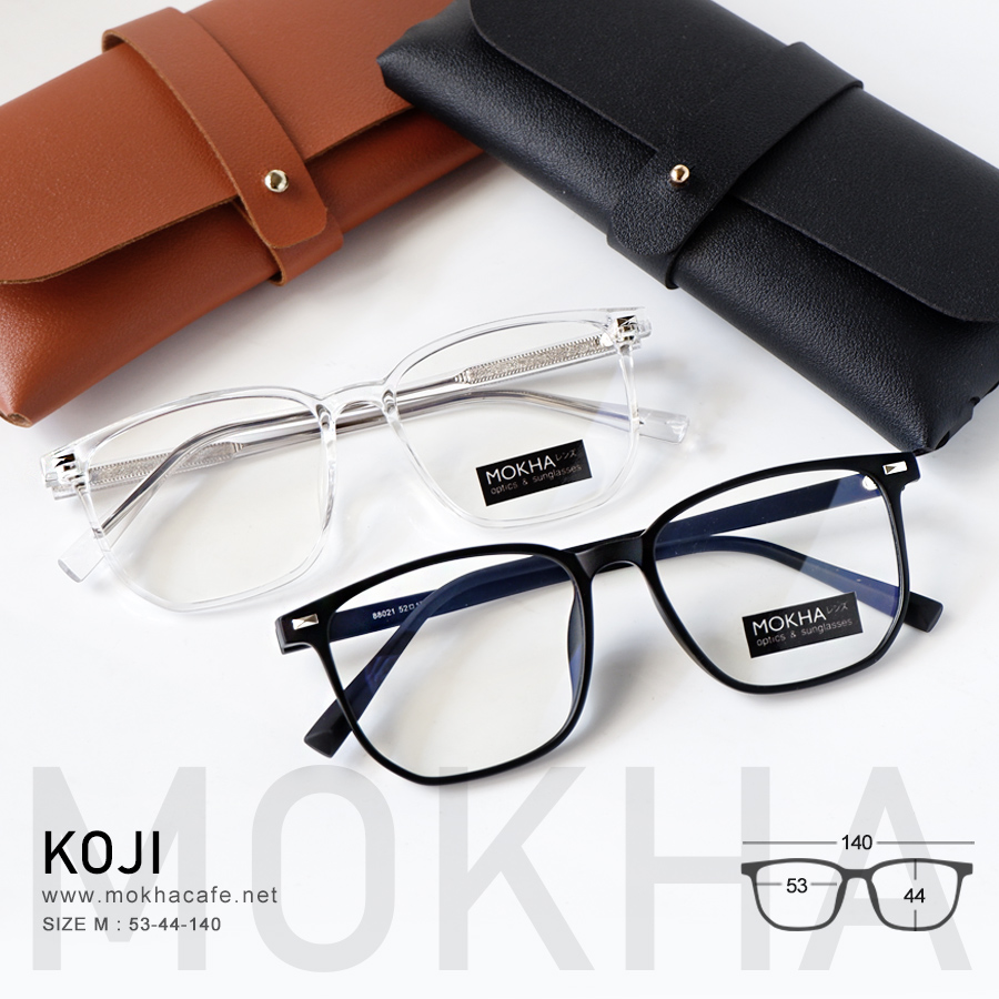 KOJI - black กรอบแว่น ทรงเหลี่ยม TR90 ยืดหยุ่น กว้าง 140 มม. (sizeM) H44