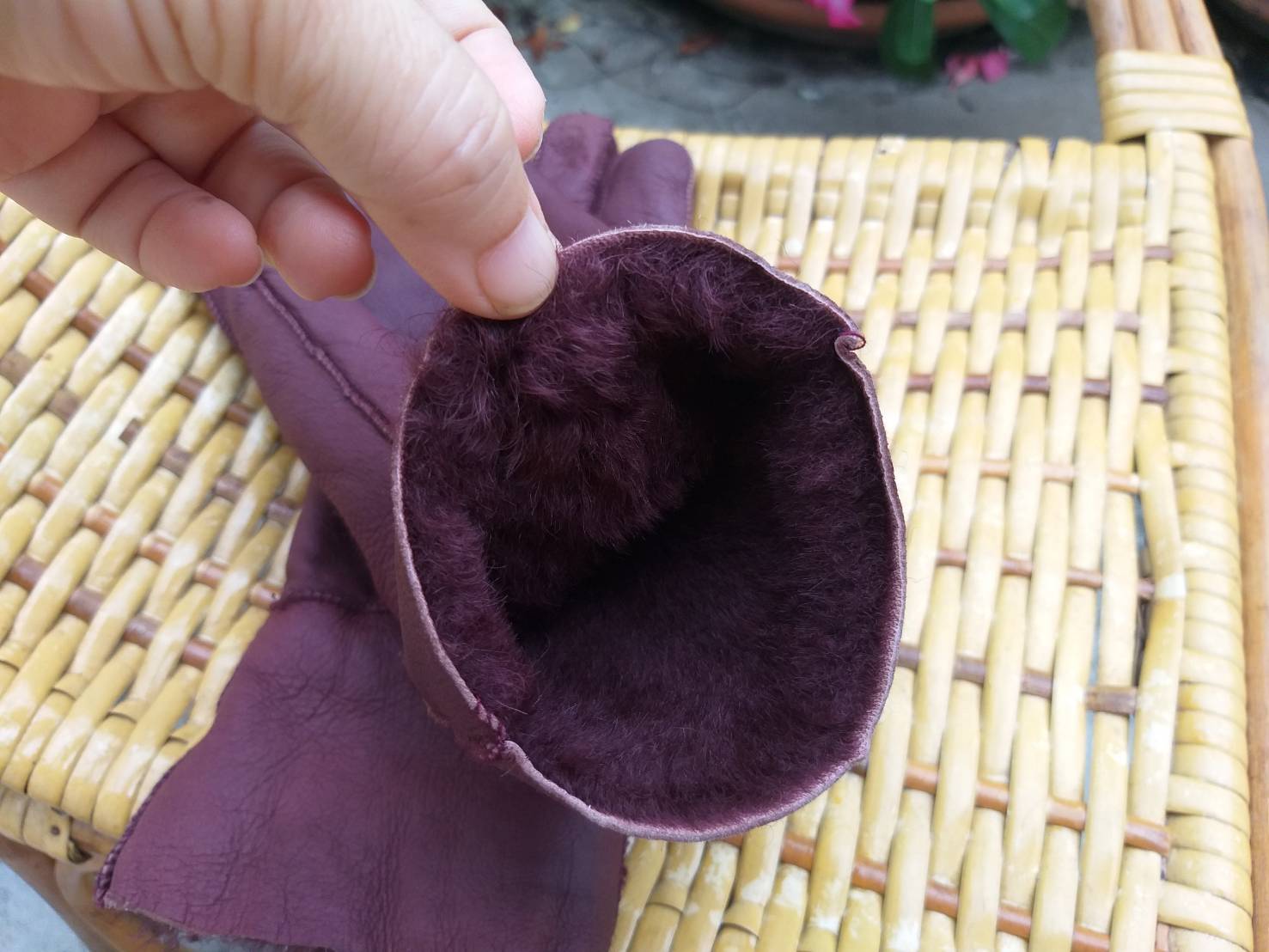 ถุงมือหนังแท้บุขนสัตว์ อุ่นติดลบ