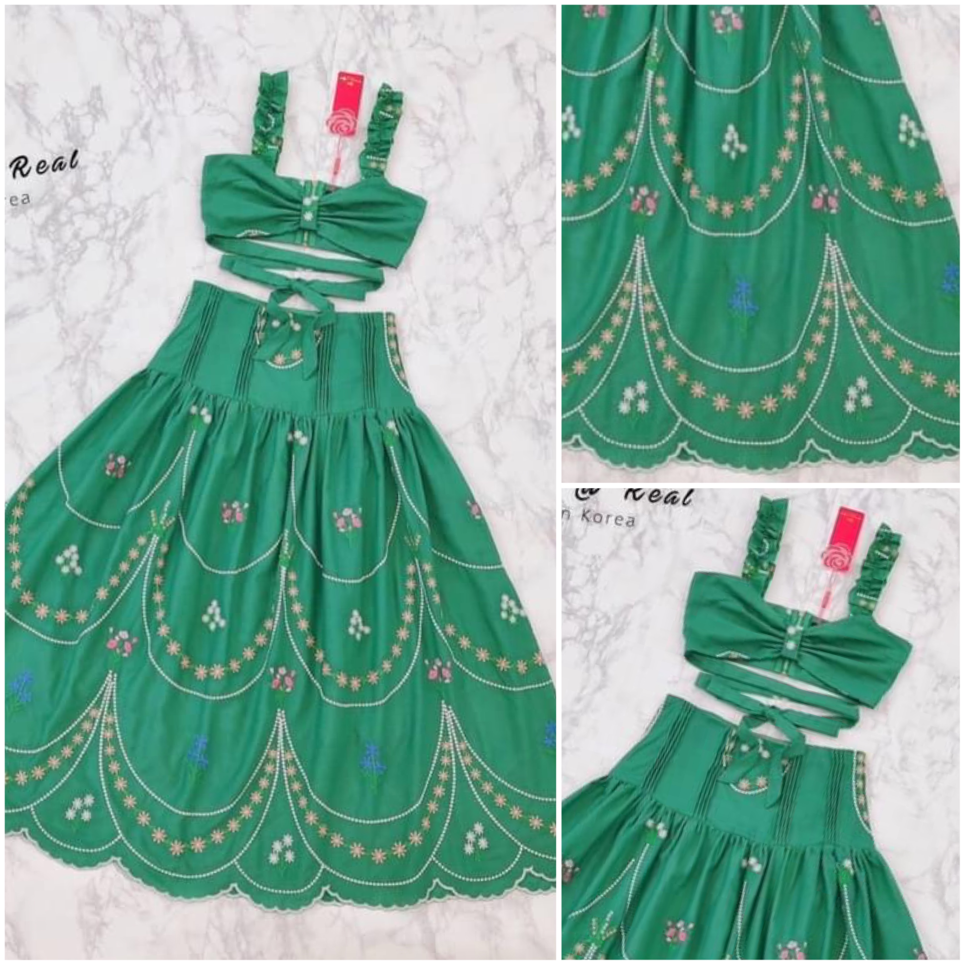 เซตเสื้อบราตัวสวยทรงดี มีกิมมิคสายพันรอบเอวผูกโบเก๋ มาเค้าชุดกับ กระโปรงทรงเอบานพริ้วสวย ใส่สบาย สินค้าคุณภาพ (พร้อมส่ง)