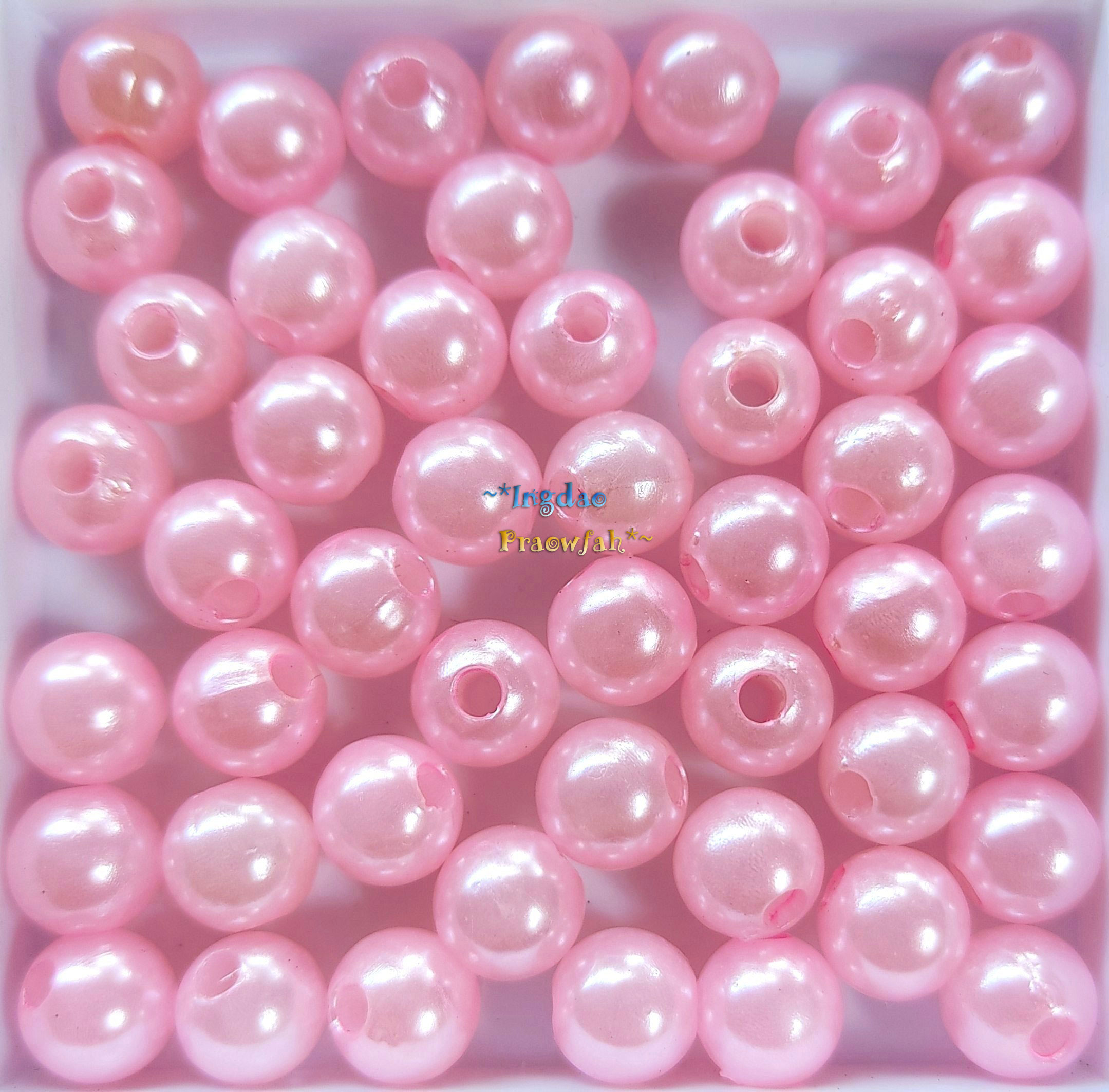 APEARL-8pk มุกอะคลีลิกทรงกลม ขนาด 8 มิล. สีชมพู (10 กรัม/40 ชิ้น)