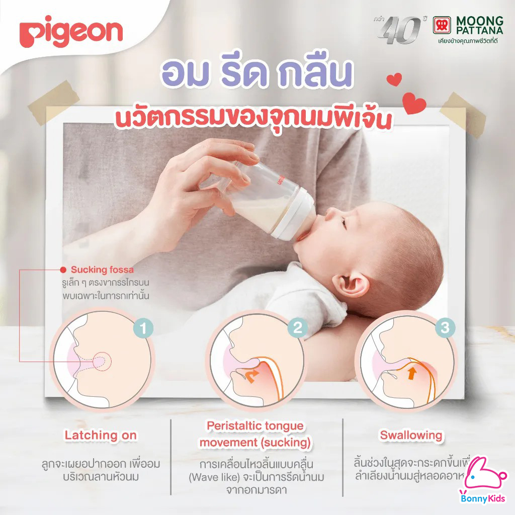 (7097) Pigeon จุกนมเสมือนนมมารดา รุ่นพลัส ไซส์M สำหรับเด็ก 3 เดือนขึ้นไป (แพ็ค 4 ชิ้น)