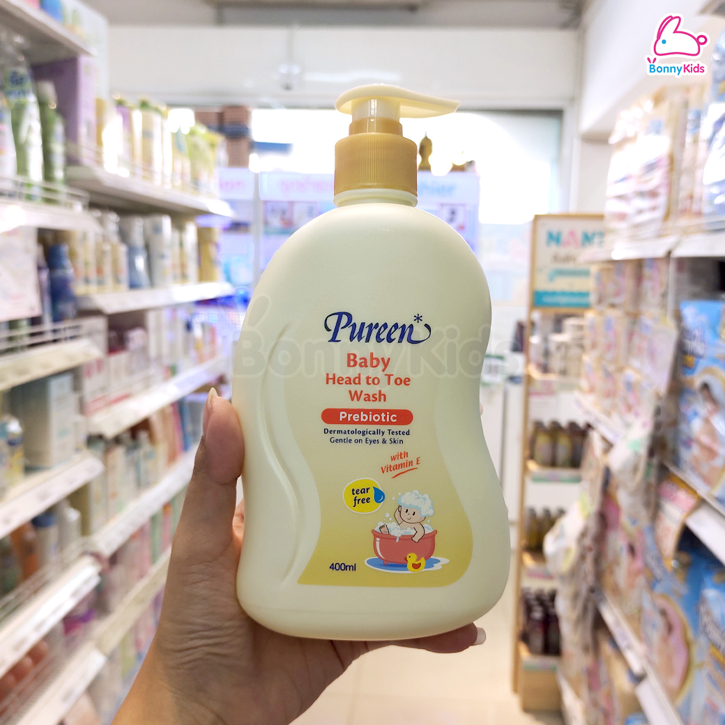 Pureen (เพียวรีน) Baby Prebiotic เพียวรีนเบบี้ พรีไบโอติก สบู่เหลวอาบน้ำ แชมพูสระผม และแชมพูอาบสระ (400ml.)
