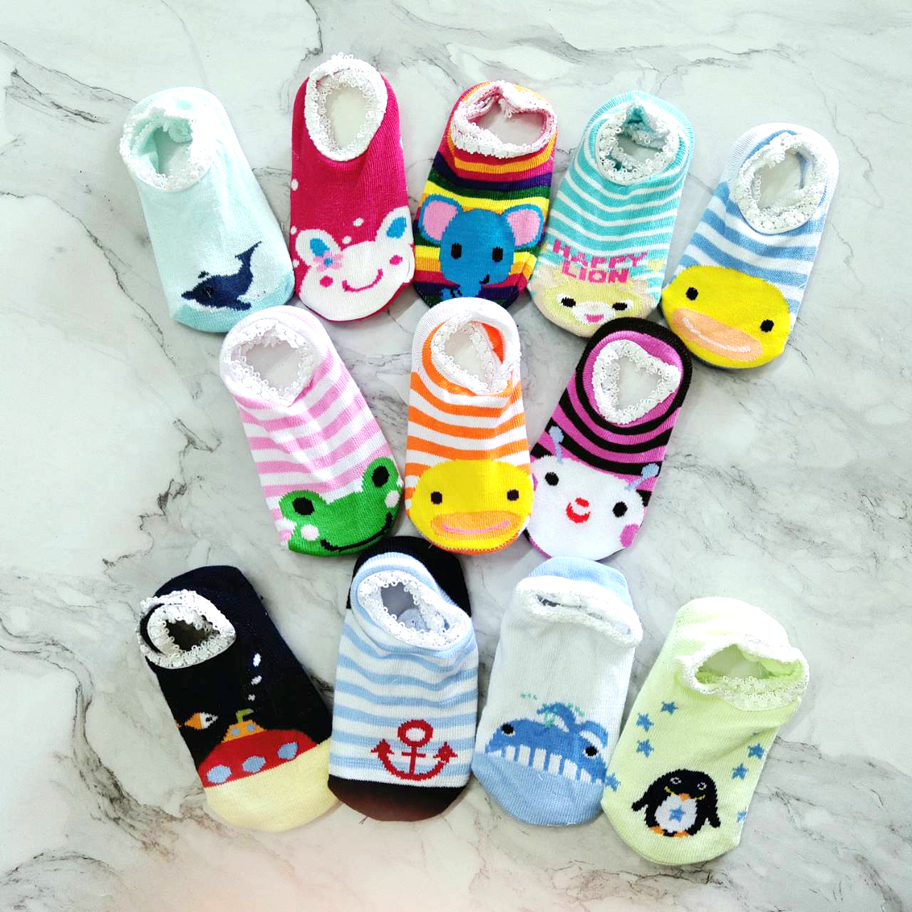 ถุงเท้าเด็กอ่อน ถุงเท้าเด็กเล็ก ถุงเท้าทารก 3-18 เดือน ชายหญิง ข้อสั้น มีกันลื่น รูปสัตว์น่ารัก