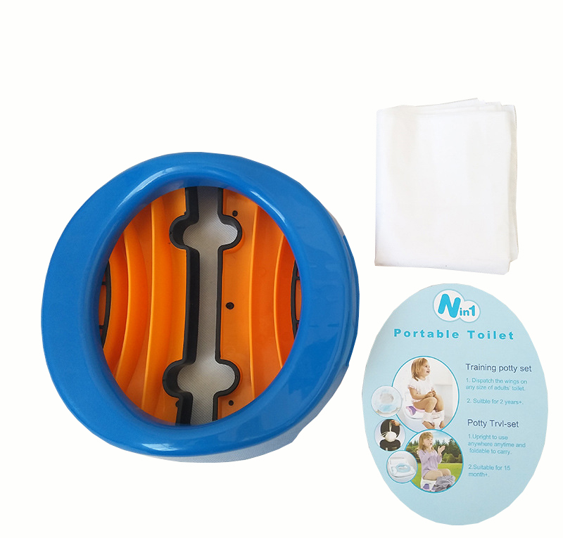 ที่รองชักโครกเด็ก พกพา ฝารองชักโครกเด็ก เบาะรองชักโครกเด็ก ที่รองชักโครกเด็ก กระโถนเด็กพกพา 2 in 1 Potty Trvl-set แถมฟรี !! ถุง 10 ใบ