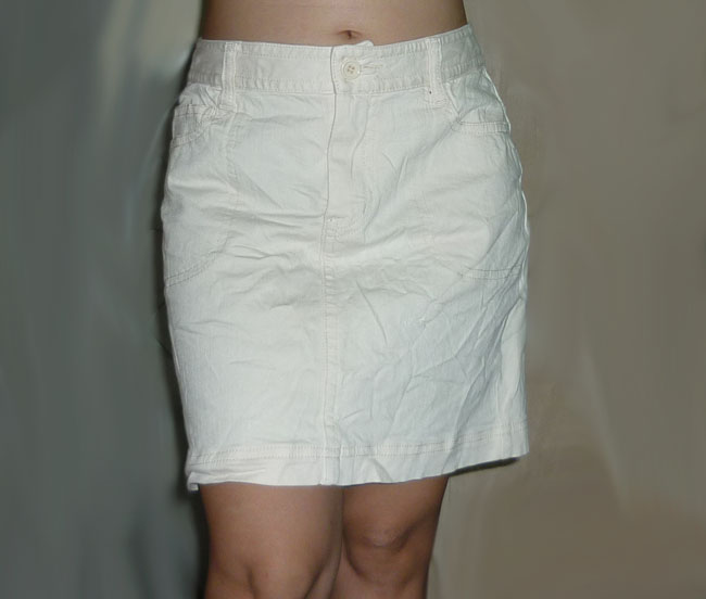 กระโปรงเนื้อยีนส์สีขาวครีม สวยเรียบๆ 33-37-16