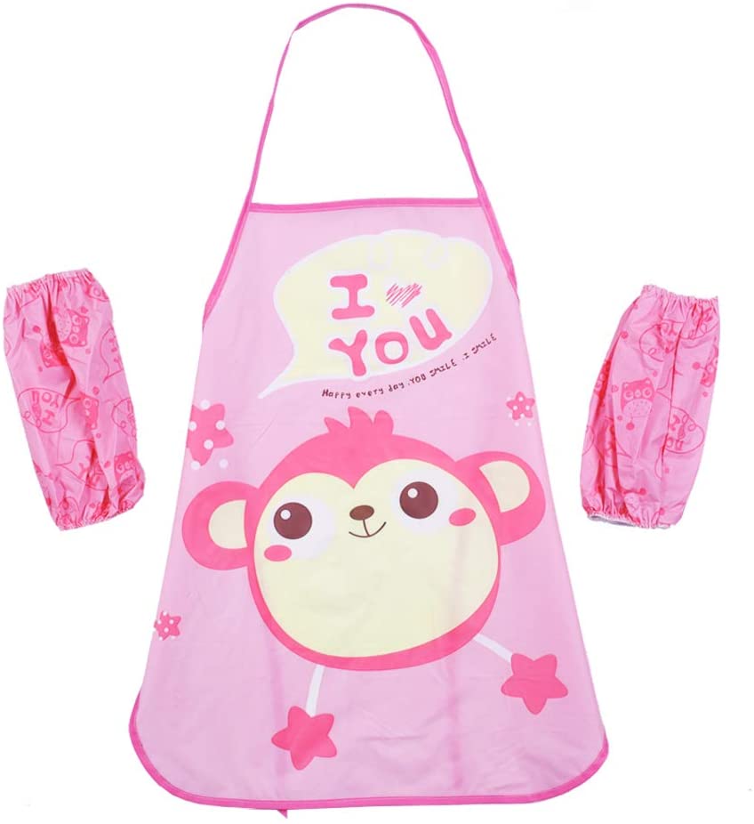 ผ้ากันเปื้อนเด็ก+ปลอกแขน สำหรับทำอาหาร/ทำงานศิลปะ PEVA กันน้ำ ปลอดสารพิษ