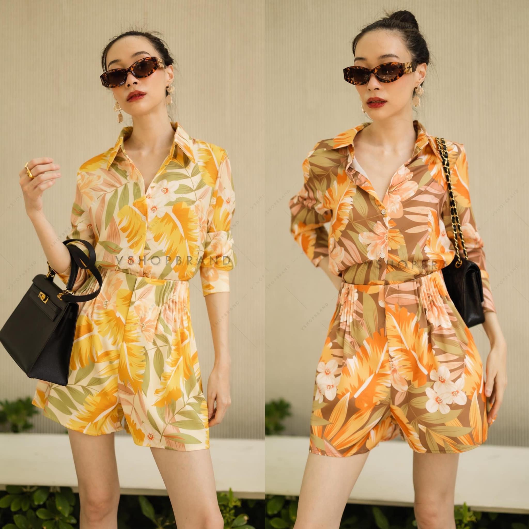 SET เชิ้ตลายforest+ขาสั้น สินค้าคุณภาพ (พร้อมส่ง)