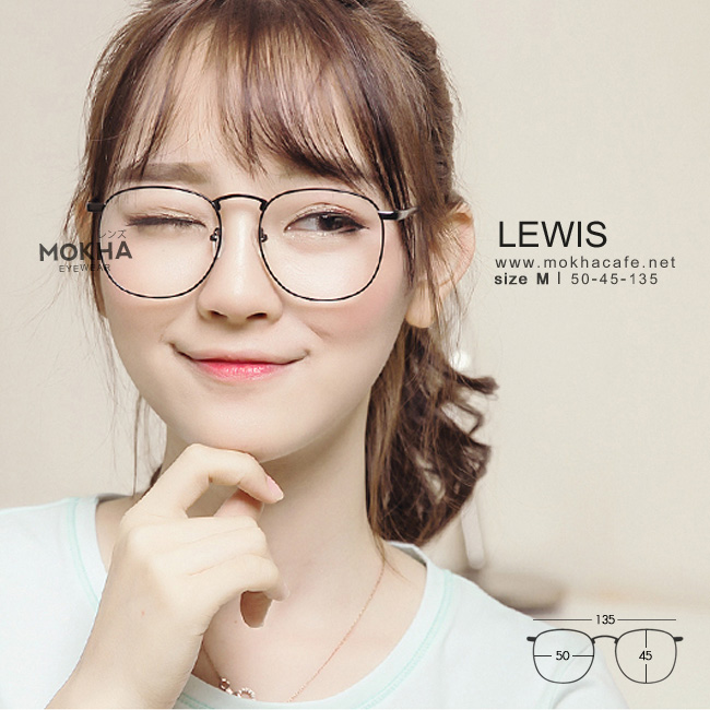 LEWIS - black กรอบแว่นตา ทรงเหลี่ยม กรอบโลหะ กว้าง 135 มม. (sizeM) H45
