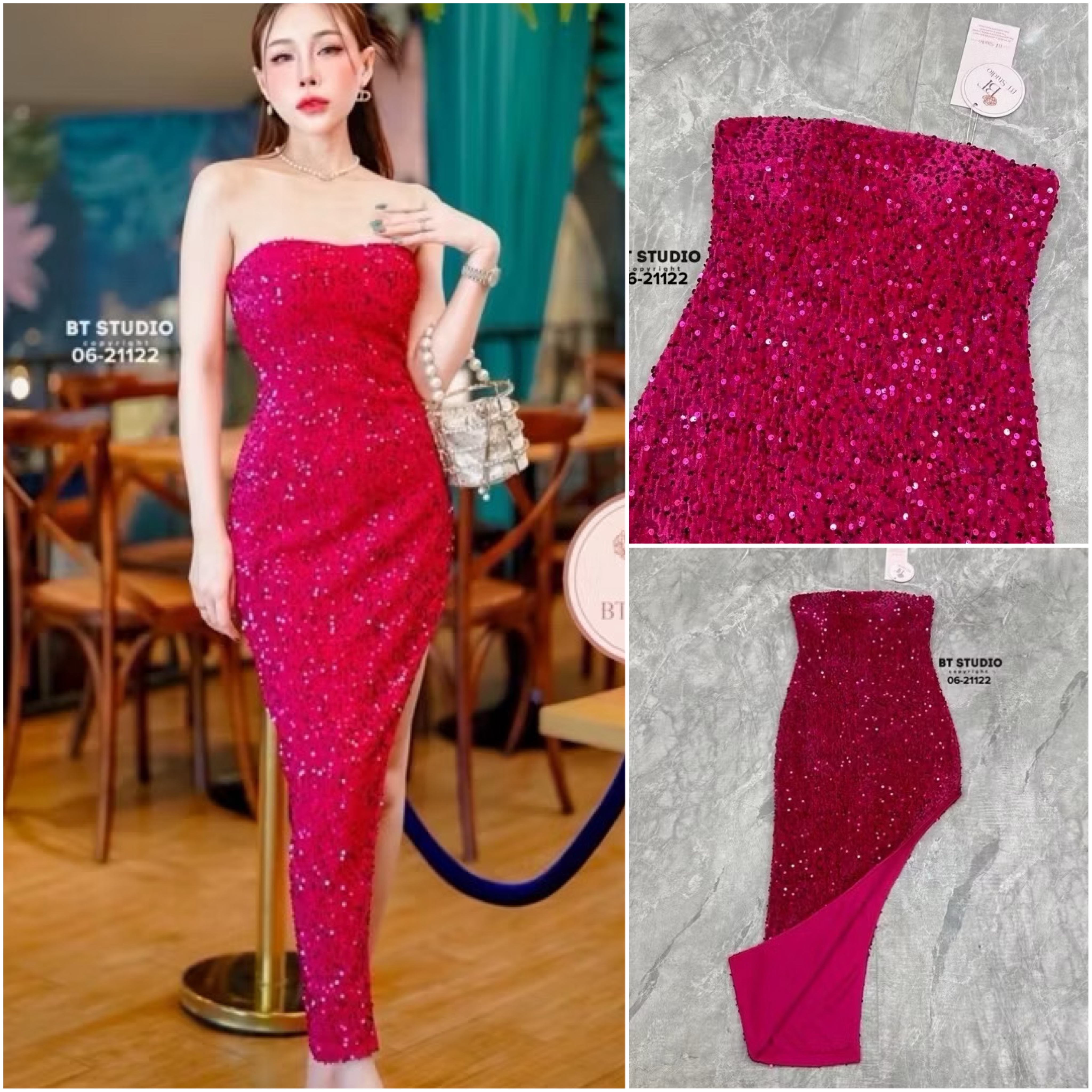 เดรสเกาะอกกริตเตอร์แน่น ๆ ทั้งชุดปลายชายเว้าเฉียงผ่าสูง งานสวยเนื้อผ้าดี เล่นไฟสุด มีซับในอกเสริมฟองน้ำ ซิปหลัง แทบซิลิโคนกันลื่นจ้า ใส่สบาย : สินค้าคุณภาพ (พร้อมส่ง) สำเนา