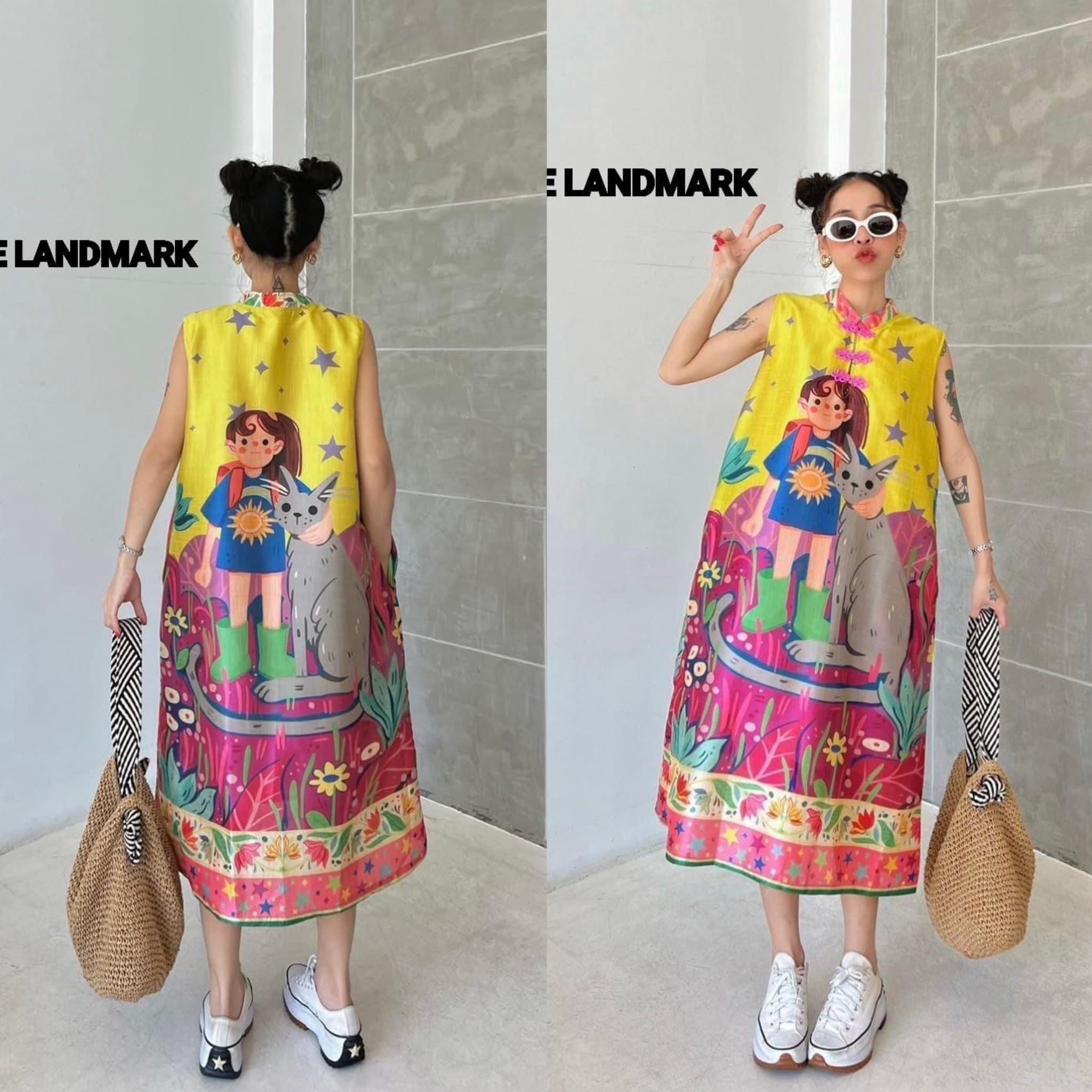 กี่เพ้า เดรสผ้าไหมอินเดียพิมพ์ลาย ดีไซน์กี่เพ้าแขนกุด กระดุมผ้าเปิดได้ สวมใส่ง่าย แพทเทิร์นA ใส่สบาย ใส่สบาย : สินค้าคุณภาพ (พร้อมส่ง)