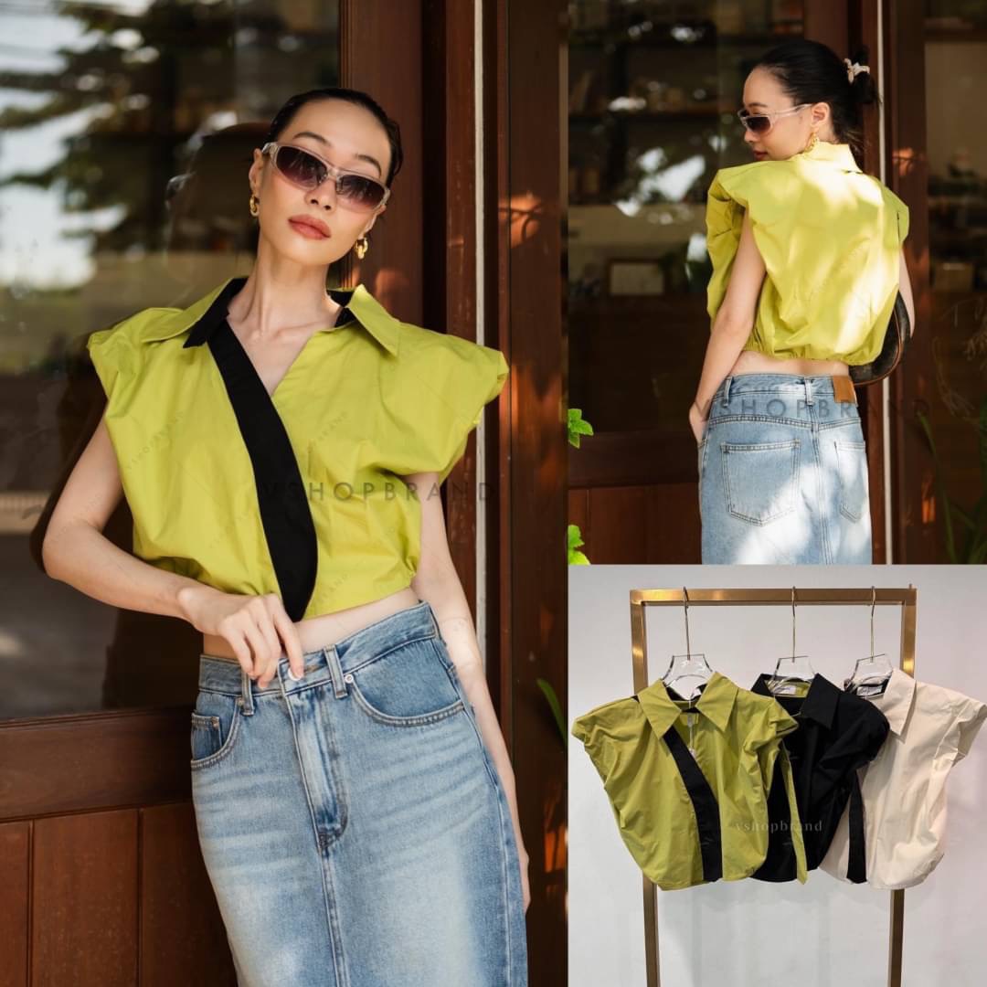 เสื้อเชิ้ตแขนกุดคอปก 2 Tone : สินค้าคุณภาพ (พร้อมส่ง)