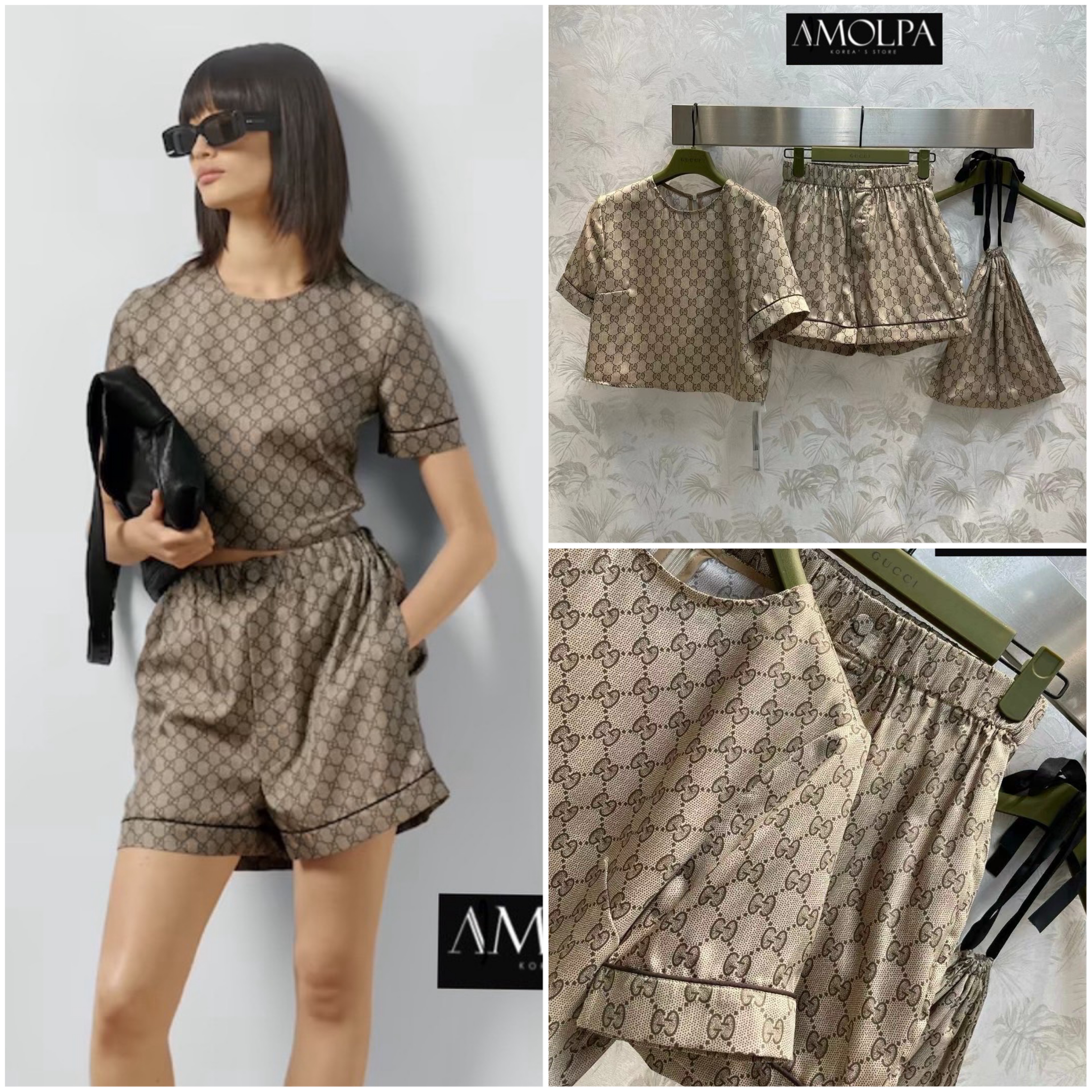 SET GUCCI PAJAMAS SILK 2024SS งาน HIEND – TOP GRADE ผ้าดี มีน้ำหนักสุดๆ เย็นมากๆ ห้ามพลาดเลยน๊า สวยสุดๆ : สินค้าคุณภาพ (พร้อมส่ง)