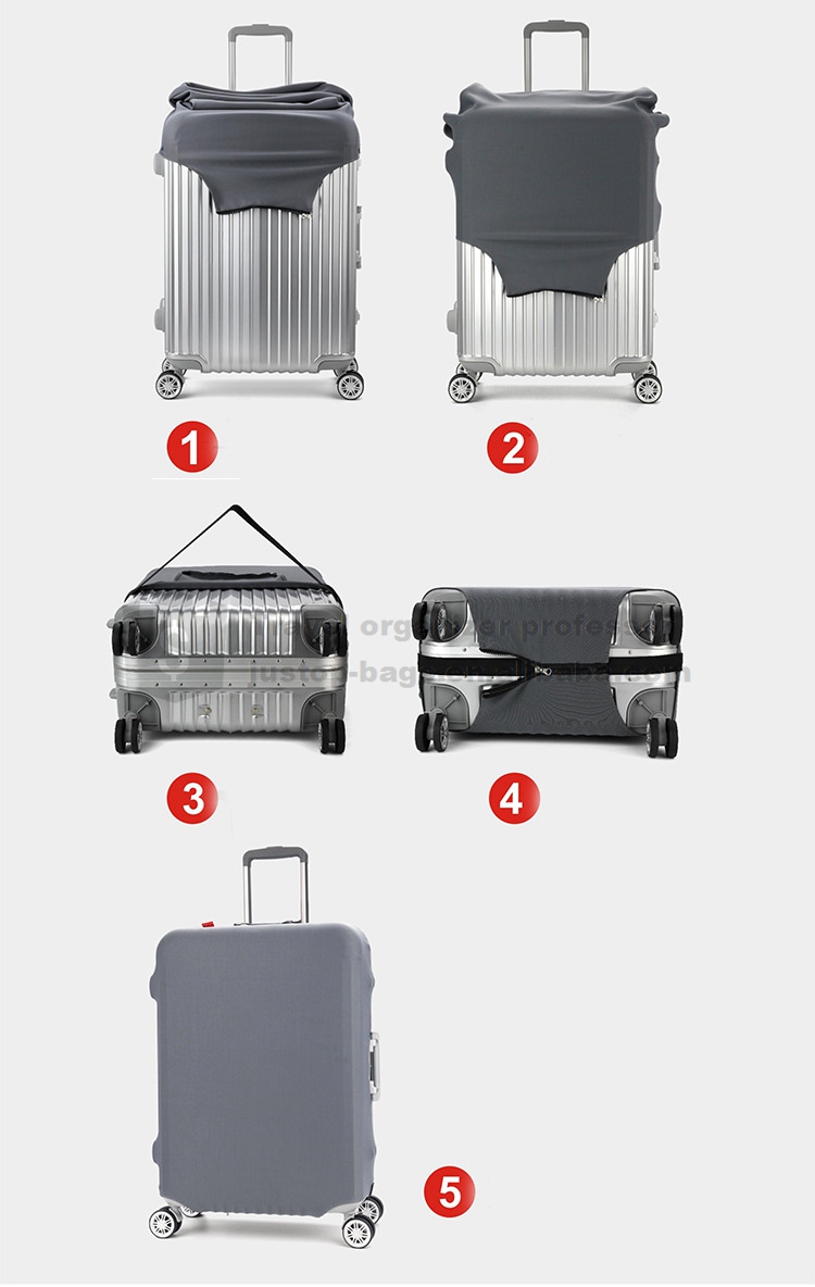 (ผ้ายืด สีพื้นเรียบ ขนาด M) ผ้าคลุมกระเป๋าเดินทาง ขนาด 22 - 24 นิ้ว มี 3 สีให้เลือก (ดำ ม่วง เทา)