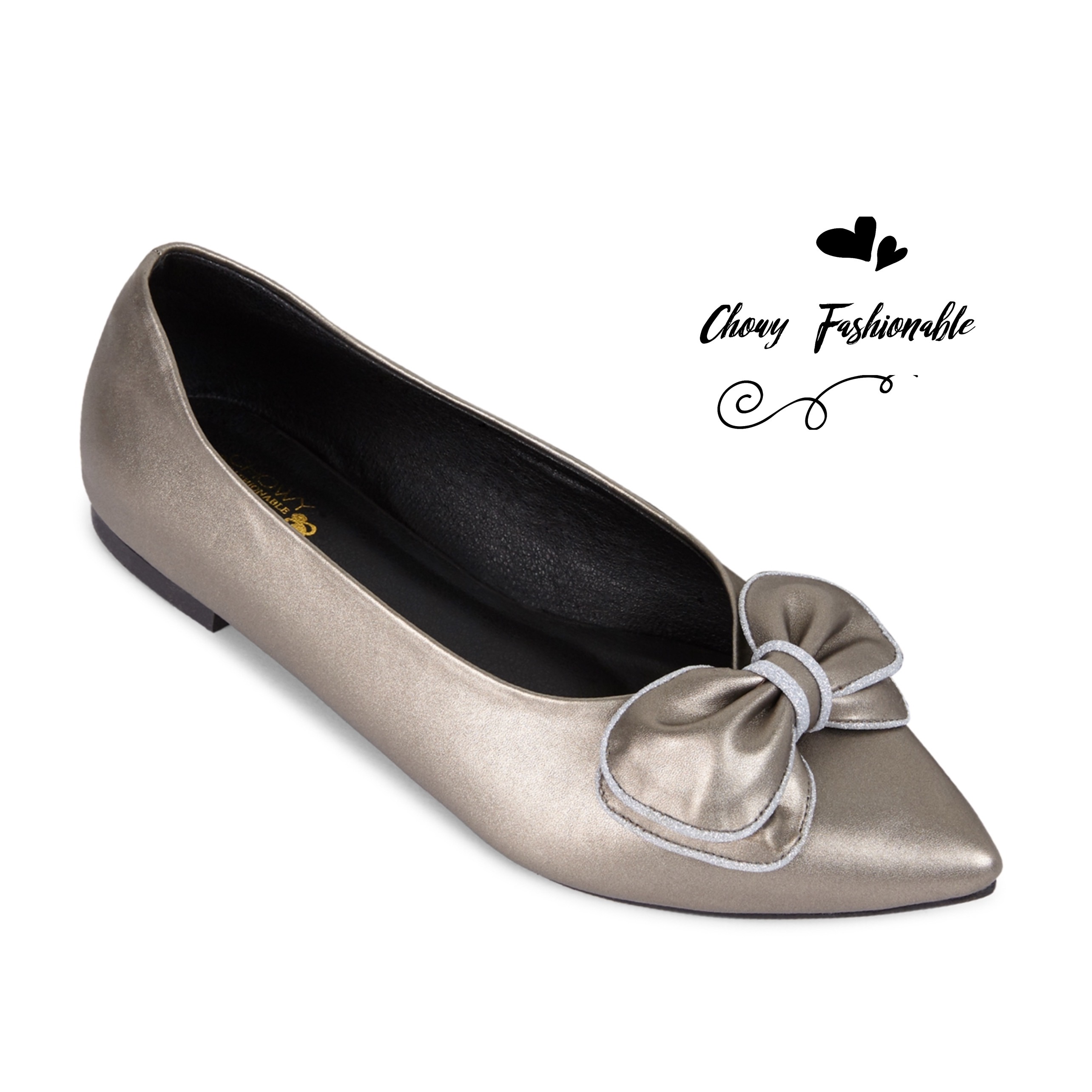 รองเท้าไซส์ใหญ่ 43-45 ส้นแบนหัวแหลม Flat Pointed Doble Bowy By Chowy CH0160