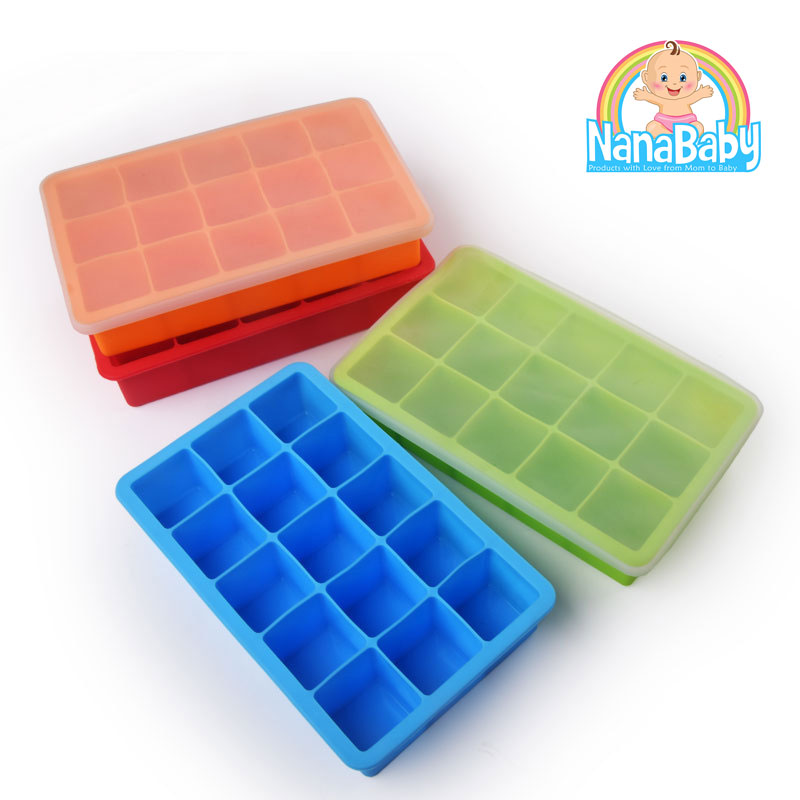 ที่ทำน้ำแข็ง ฟรีซอาหารเด็ก ซิลิโคนฟรีซเก็บอาหารเด็กอ่อน มีฝาปิด NanaBaby