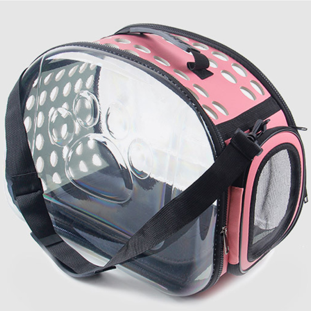 กระเป๋าสัตว์เลี้ยงสะพายข้าง Petsuka แบบโปร่งใส สีชมพู ขนาด S