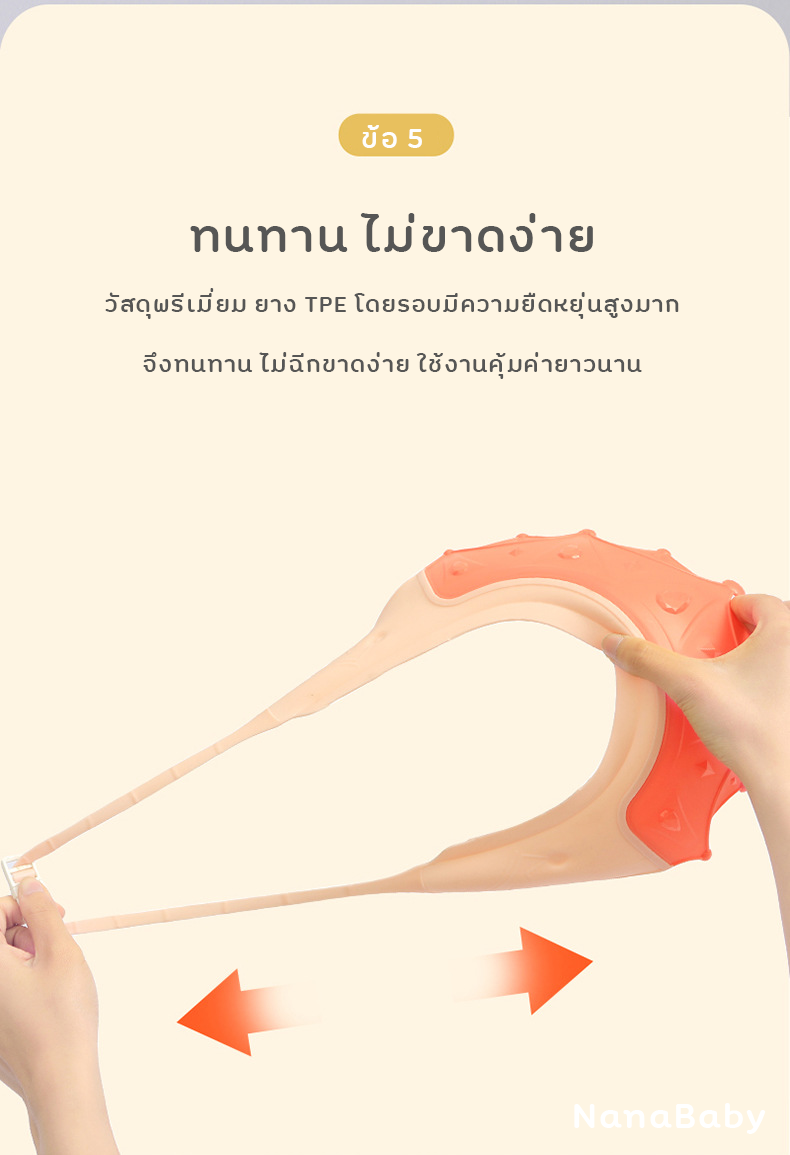 NanaBaby หมวกสระผมเด็ก หมวกสระเด็ก หมวกกันแชมพู กันน้ำเข้าตา หมวกสระผม ปรับขนาดได้ 🛁 รูปมงกุฏ 3 มิติ