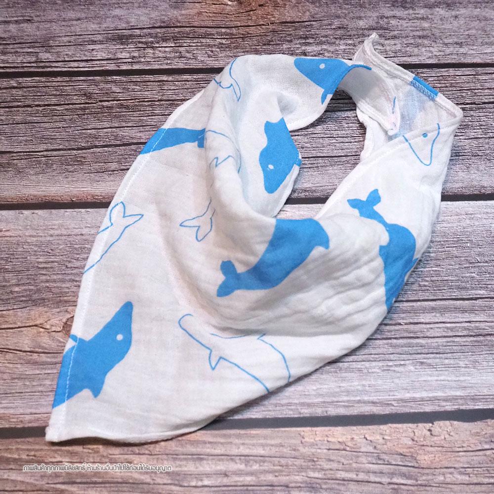 ผ้ากันเปื้อนเด็ก 0-3 ปี ผ้าซับน้ำลาย มัสลินรูปสามเหลี่ยม Cotton 100% เนื้อนิ่ม ซับน้ำดีเยี่ยม ไม่ร้อน