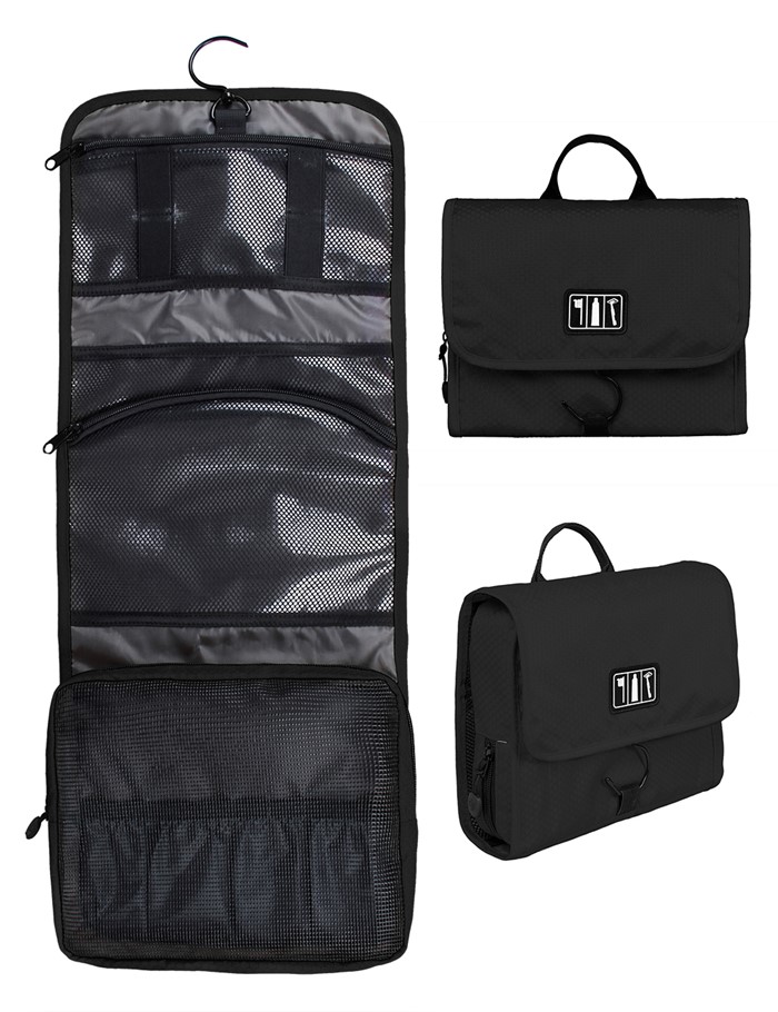 Bagsmart กระเป๋าใส่อุปกรณ์อาบน้ำ คุณภาพสูง ใส่อุปกรณ์อาบน้ำ แขวนได้ สำหรับเดินทาง ท่องเที่ยว (Black)