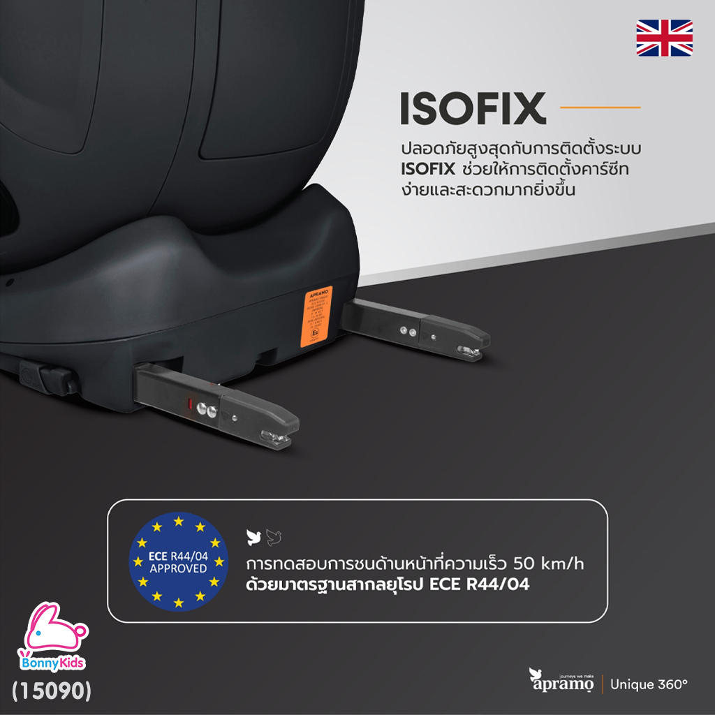 (15090) Apramo คาร์ซีทสำหรับเด็ก รุ่น UNIQUE360 ใช้ได้ตั้งแต่แรกเกิด - 12 ปี
