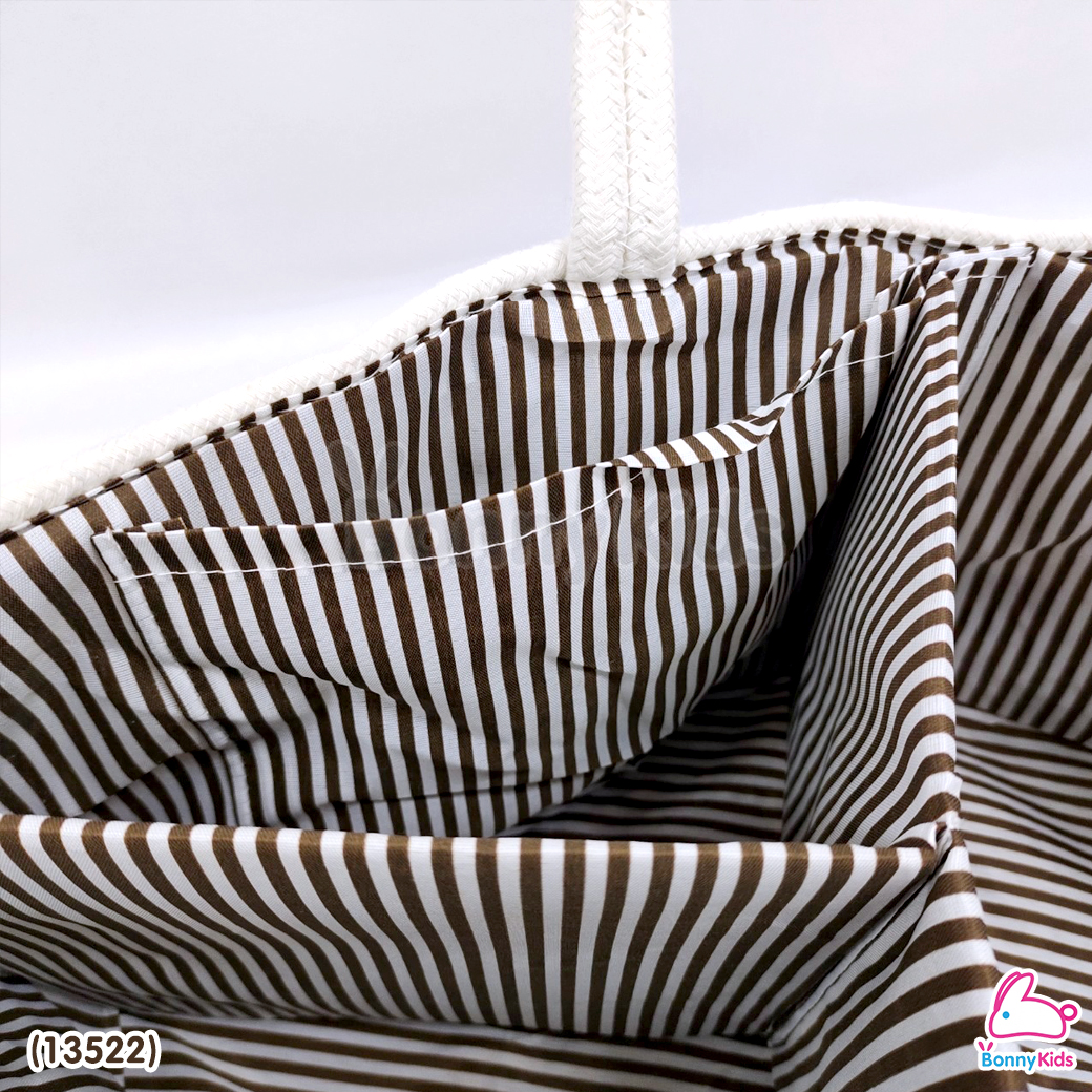 (13522) ตะกร้าผ้าถักเชือก ตะกร้าปิคนิคใส่สัมภาระแบ่งช่องได้