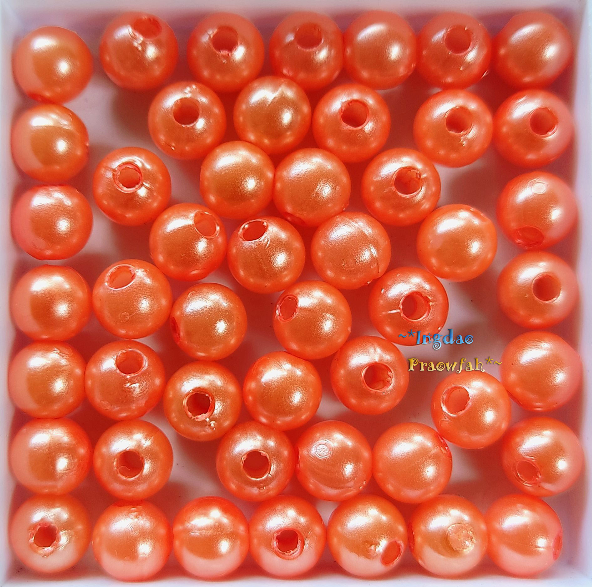 APEARL-8sun มุกอะคลีลิกทรงกลม ขนาด 8 มิล. สีส้ม (10 กรัม/40 ชิ้น)