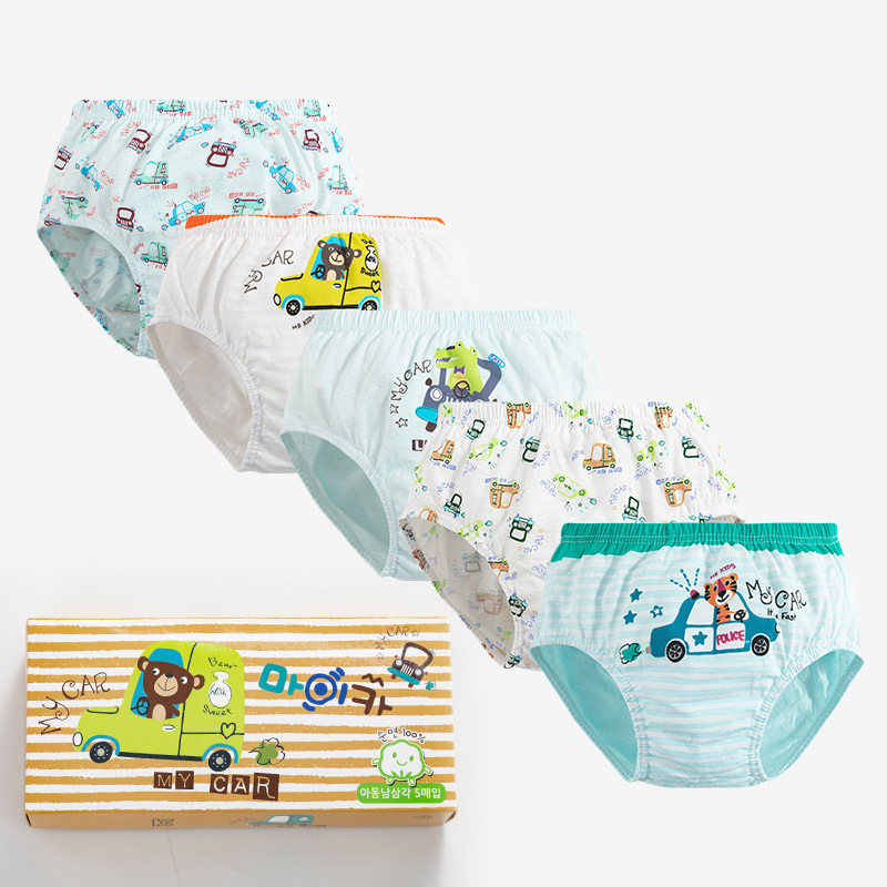 [แพค 5 ตัว] กางเกงในเด็กชาย กกน.เด็ก สไตล์เกาหลี ผ้าฝ้าย 100% Cotton ใส่สบาย ไม่ร้อน