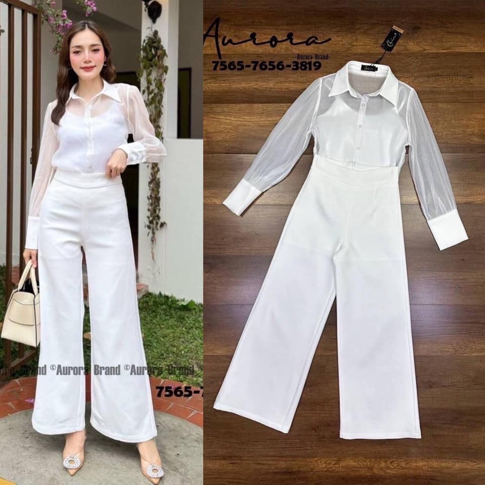 Set 3ชิ้น :เสื้อเชิ้ต+เสื้อกล้าม+กางเกง ผ้าอย่างดีโทนสีขาว ใส่สบาย : สินค้าคุณภาพ (พร้อมส่ง)