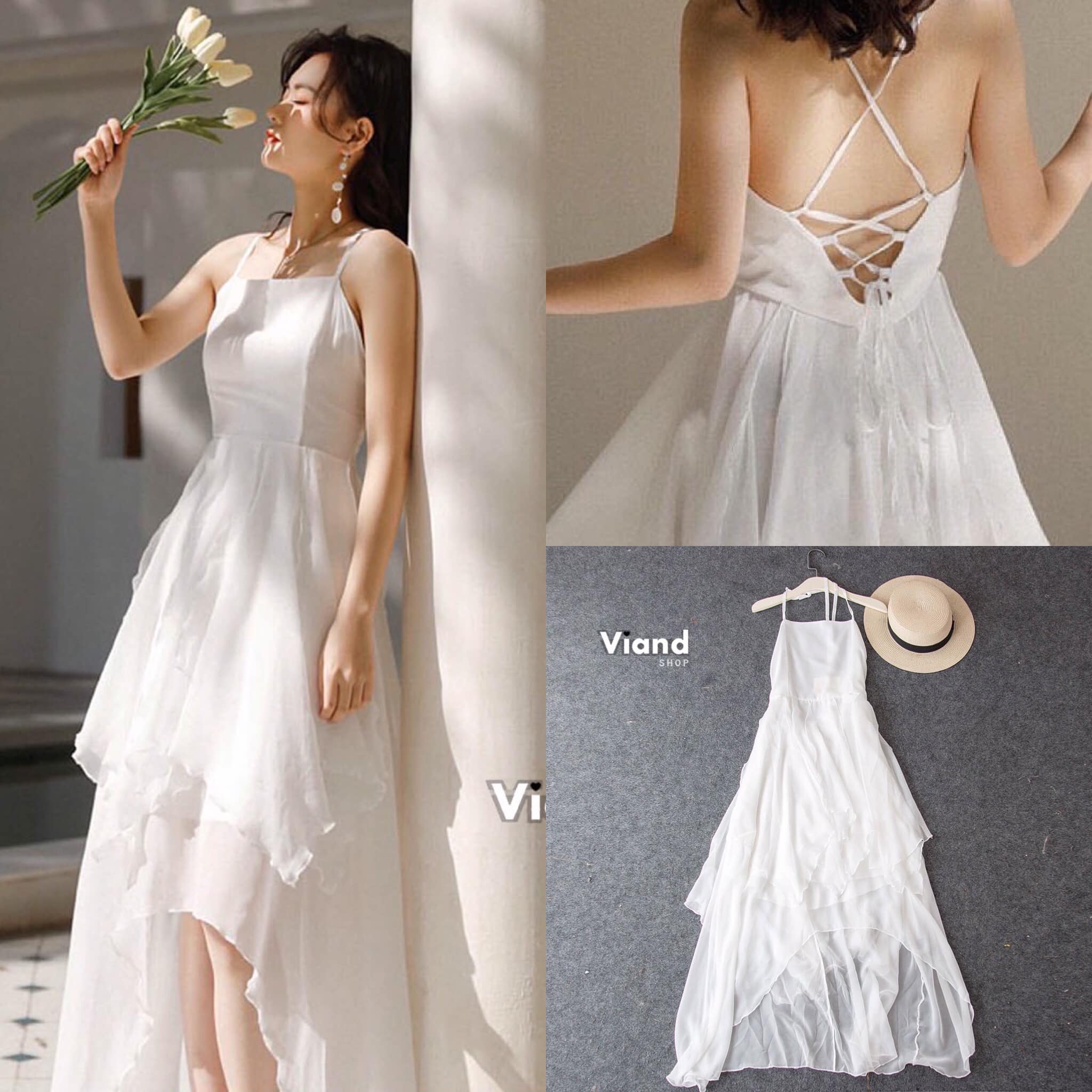 เดรสตัวยาวทรงสวย ผ้าชีฟองเนื้อดีมาก มีซับในทั้งตัวคะ สายเดี่ยวไขว้หลังเซกซี่สุดๆ สินค้าคุณภาพ (พร้อมส่ง)