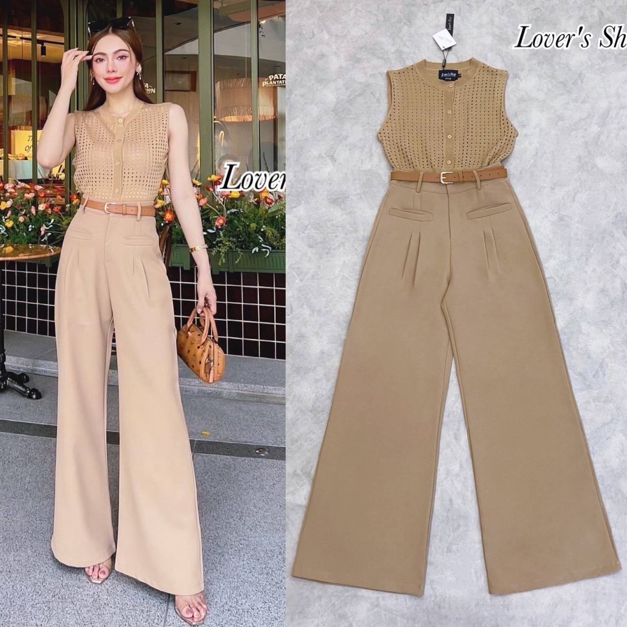 Set.3ชิ้น ลุคเรียบหรูดูผู้ดี (ได้เสื้อ+กางเกง+เข็มขัด) ตัวเสื้อทรงเข้ารูปใส่สบายไม่รัดอึดอัดนะคะ มาพร้อมกางเกงเอวสูงทรงสวย สินค้าคุณภาพ (พร้อมส่ง)