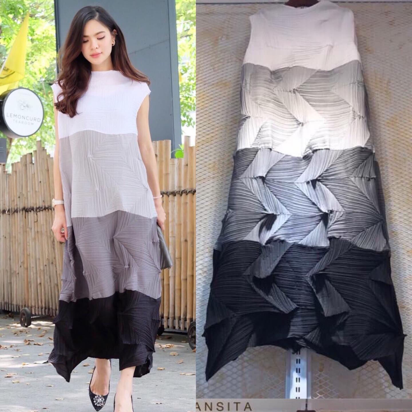 เดรสอัดพลีท ตัวยาวงานสวย Premium 👍🏻 แพตเทิร์นเรียบหรู ทรงแขนกุดตัวยาว สวยงาม ไฮโซวววว . สินค้าคุณภาพ (พร้อมส่ง)