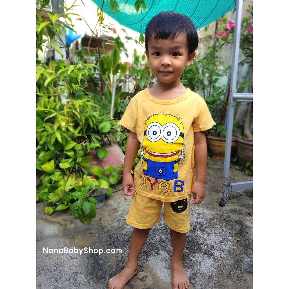 ชุดเด็กมินเนี่ยน เสื้อยืด+กางเกงขาสั้นเอวยางยืด สำหรับเด็กวัย 2-8 ปี เสื้อผ้าเด็ก ชุดเด็กผู้หญิง ชุดเด็กผู้ชาย