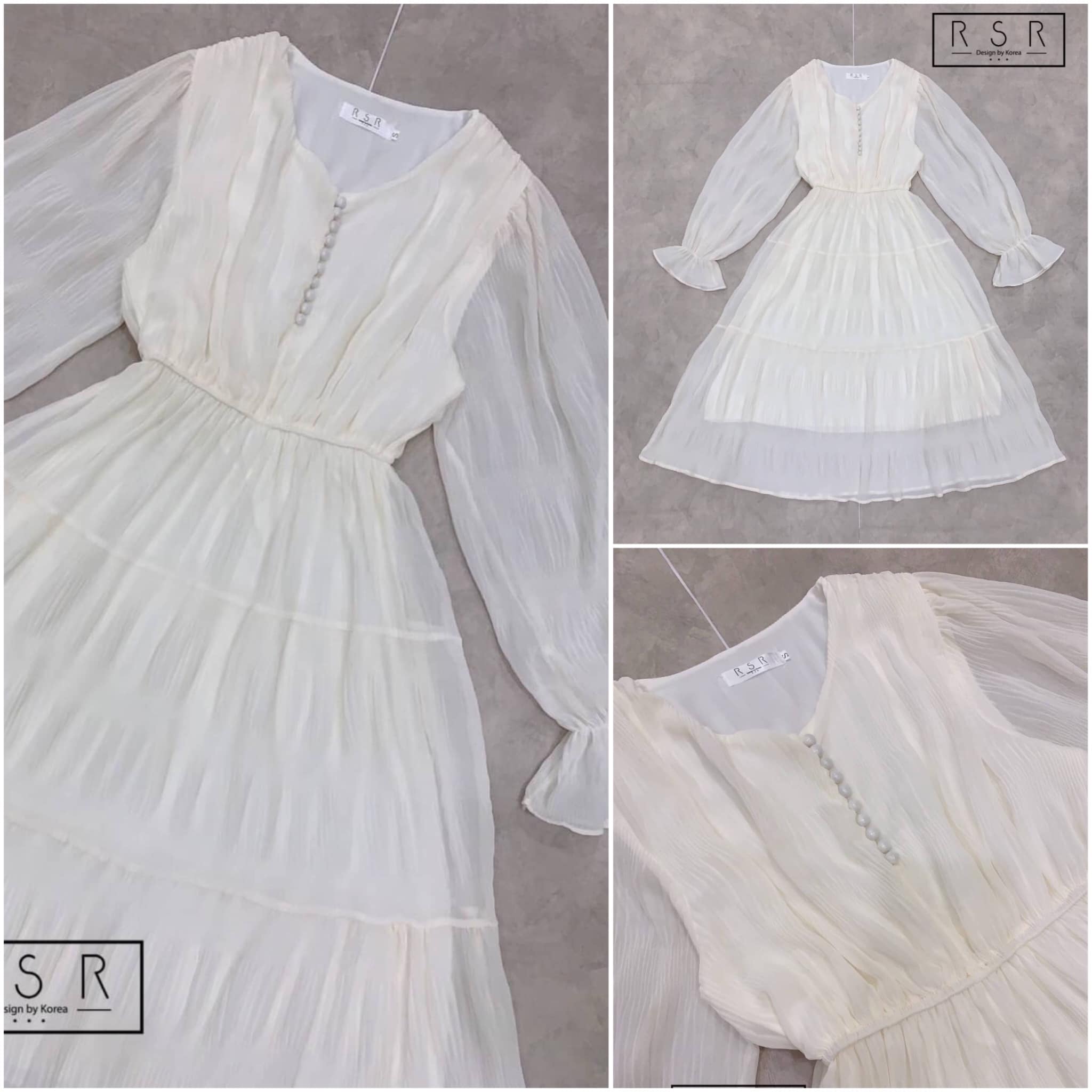 เดรสตัวยาวสวย ท่อนแขน ยาวเป็นทรงสวย ตัวเดรสใช้ผ้าเรียบเนื้อสวยพริ้ว มีกิมมิคอัดพลีทน่านักทั้งตัว ทรงเดรสสวย ใส่ง่าย ตัวเดียวจบ สินค้าคุณภาพ (พร้อมส่ง)