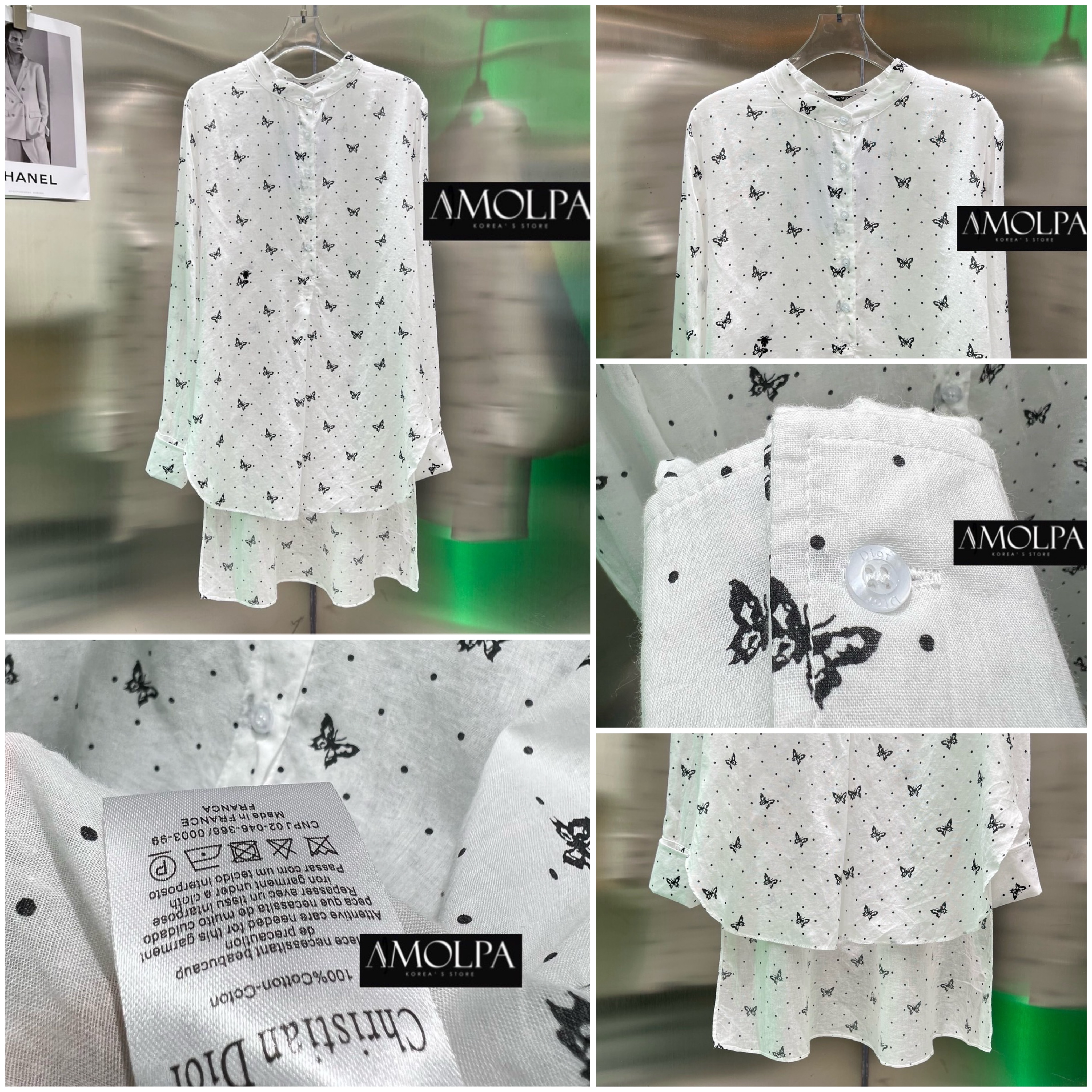 เสื้อเชิ้ตซีทรูลายผีเสื้อ CD หน้าสั้น หลังยาว ปิดก้น ปิดสะโพก สวยหรูดูแพง แสงออก ดีเทลละเอียดทุกจุด ลายใหม่ ใส่สบาย : สินค้าคุณภาพ (พร้อมส่ง)