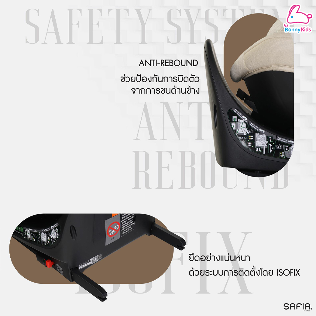 CAMERA (คาเมร่า) คาร์ซีท i-SAFIA มาตรฐานใหม่ i-Size หมุน 360องศา ล็อคข้างได้ ปรับเอนนอนได้ในมือเดียว พร้อม LEG SUPPORT