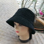 หมวกบักเก็ตกำมะหยี่สีดำ /ใหม่ป้ายห้อย/