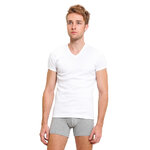 เสื้อแขนสั้นคอวีสีขาว ไซด์S ผ้าดีสุดๆ