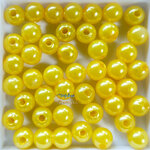 APEARL-8yw มุกอะคลีลิกทรงกลม ขนาด 8 มิล. สีเหลือง (10 กรัม/40 ชิ้น)