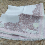ผ้าเช็ดหน้าแบรนด์เนม NINA RICCI ขอบลูกไม้ สวยมาก