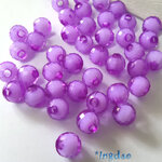 5036pu ลูกปัดอะครีลิคกลมตัดเหลี่ยมสอดใส้ลูกปัดกลมขาว ขนาด 6 มิล. สีม่วง (10 กรัม/90 ชิ้น)