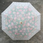 ร่มพับลายดอกไม้ สวยมาก ด้ามจับเป็นไม้ (ของใหม่)